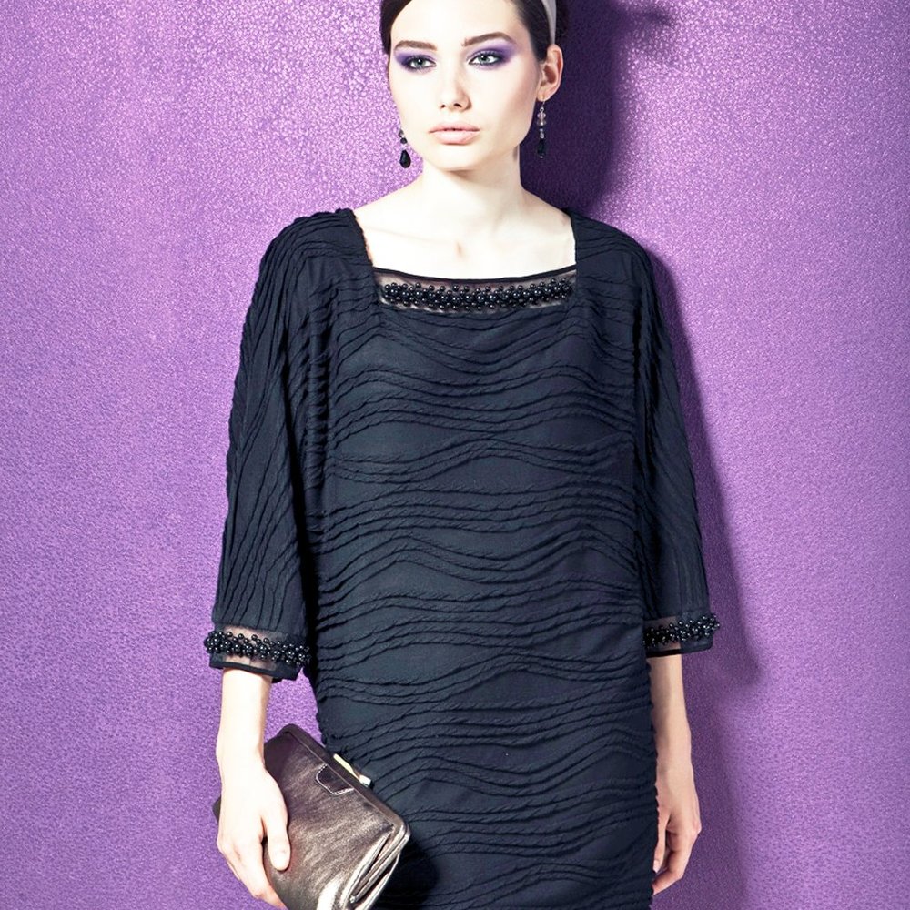 PARTY EVENING TUNIC DRESS BLACK MADE IN EUROPE
